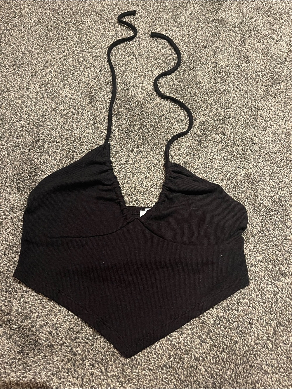 Garage Black Halter Pointed-Hem Camisole Top